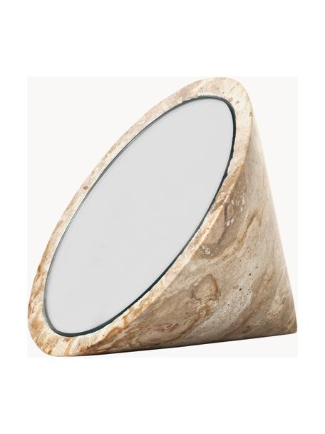 Marmor-Dekospiegel Spinning Top, Spiegelglas, Marmor, Beige, marmoriert, Ø 14 cm