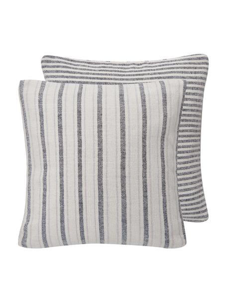 Housse de coussin 45x45 réversible Lindsey, 100 % coton, certifié GRS, Noir, blanc, larg. 45 x long. 45 cm