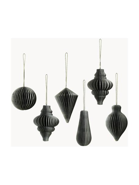 Set de adornos navideños Christmas Mix, 6 uds., Tejido de papel, Verde oscuro, Ø 5 x Al 7 cm