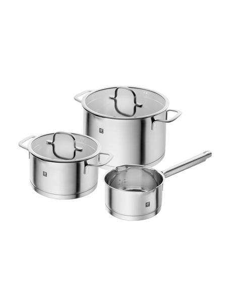 Batería de cocina de acero inoxidable TrueFlow, 3 pzas., Plateado, Set de diferentes tamaños, 3 pzas.