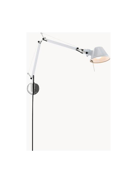 Grote verstelbare wandlamp Tolomeo Micro met stekker, Wit, glanzend, B 49 - 73 x H 41 - 74 cm