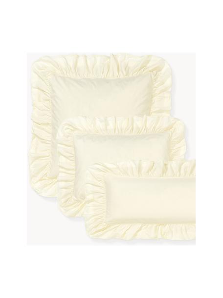Gewassen katoenen kussenhoes Louane met franjes, Weeftechniek: perkal Draaddichtheid 200, Lichtgeel, B 60 x B 70 cm