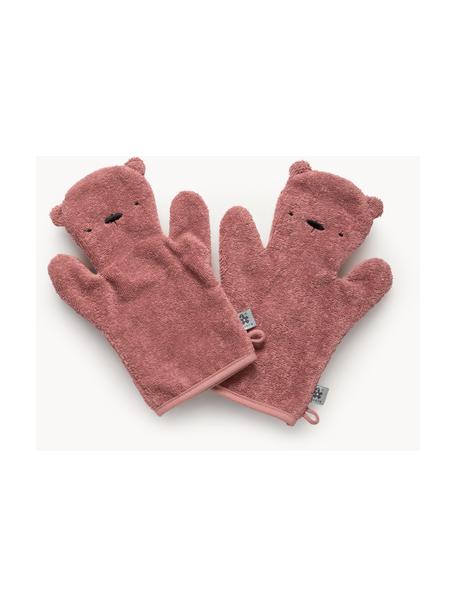 Gants de bain en éponge Terry, 2 pièces, 100 % coton éponge, Rose, blanc crème, larg. 20 x long. 25 cm