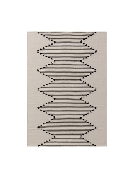 Ručně tkaný bavlněný koberec Bo, 100 % bavlna, Odstíny béžové, černá, Š 200 cm, D 300 cm (velikost L)