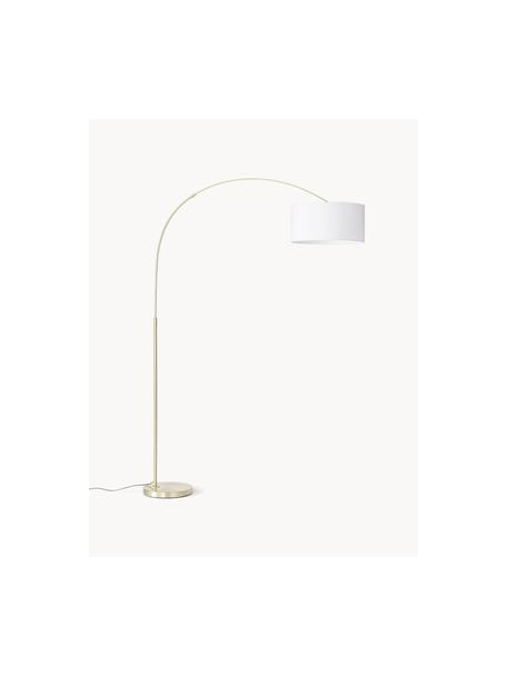 Grand lampadaire arc moderne Niels, Blanc, doré, haut. 218 x prof. 50 cm