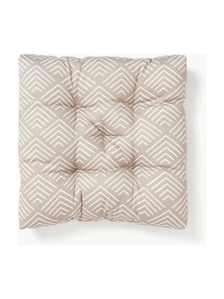 Cojín de asiento de exterior con estampado gráfico Milano, Funda: 100 % poliacrílico, Beige, blanco, An 40 x L 40 cm