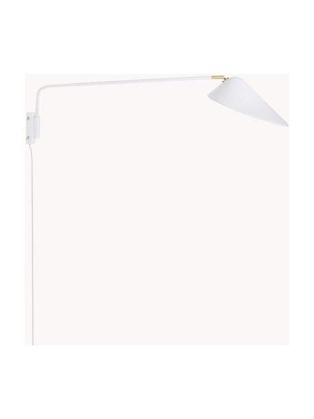 Große Wandleuchte Neron mit Stecker, Dekor: Metall, vermessingt, Weiß, B 27 x T 100 cm