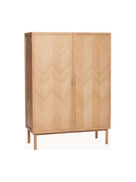 Eichenholz-Kleiderschrank Herringbone mit Fischgrätmuster, Eichenholz, B 100 x H 140 cm