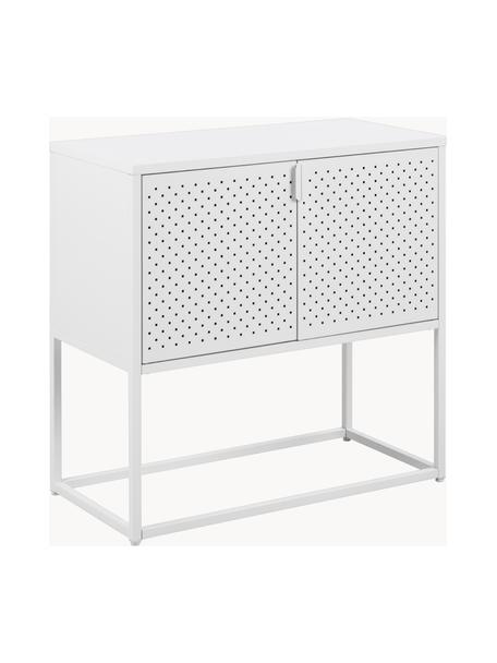 Credenza in metallo con ante Neptun, Metallo verniciato a polvere, Bianco, Larg. 82 x Alt. 80 cm
