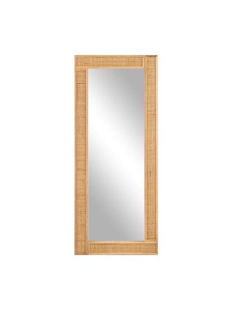 Specchio da parete in rattan Molly, Cornice: rattan, Retro: pannello di fibra a media, Superficie dello specchio: lastra di vetro, Marrone, Larg. 50 x Alt. 120 cm