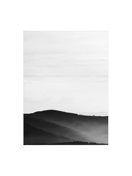 Ingelijste digitale print Mystic scenery, Lijst: eikenhout, gecoat, Zwart, wit, B 30 x H 40 cm