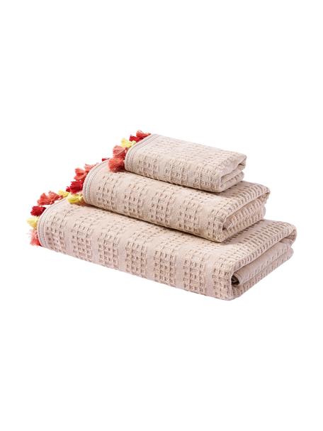 Velours-Handtuch-Set Tallulah mit dekorativen Fransen, 3-tlg., 100 % Baumwolle
Mittelschwere Qualität, 500 g/m²

Das in diesem Produkt verwendete Material ist schadstoffgeprüft und zertifiziert nach STANDARD 100 by OEKO-TEX®, 8135CIT, CITEVE., Hellrosa, Bunt, Set mit verschiedenen Größen