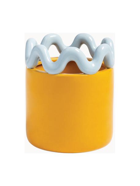 Übertopf Sway, Steingut, Orange, Hellblau, Ø 18 x H 22 cm