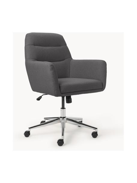 Chaise de bureau avec accoudoirs Benson, hauteur réglable, Tissu gris foncé, larg. 66 x prof. 66 cm