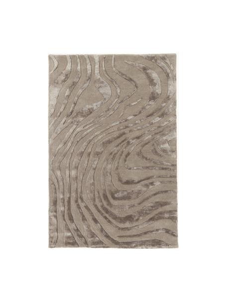 Handgetuft kortpolig vloerkleed Winola met hoog-laag structuur, Taupe, B 120 x L 180 cm (maat S)