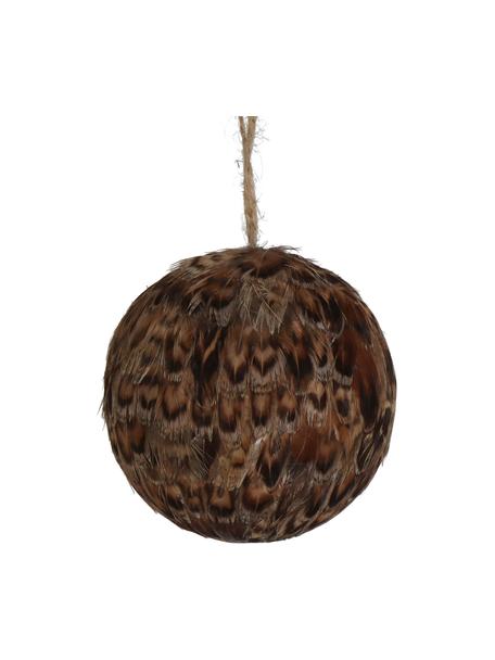 Adornos navideños Feather Ball, 2 uds., Plumas, Marrón, Ø 8 cm
