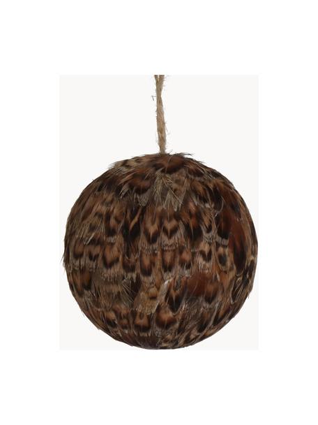 Ozdoby na stromeček Feather Ball, 2 ks, Peří, Odstíny hnědé, Ø 8 cm