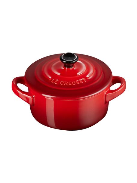 Petite casserole rouge cerise avec couvercle Cocotte, Grès cérame, Rouge cerise, Ø 10 x haut. 8 cm