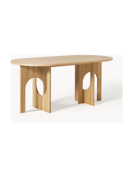 Mesa de comedor ovalada Apollo, tamaños diferentes, Tablero: chapa de roble lacada, Patas: roble lacado, metal Este , Madera de roble, An 180 x F 90 cm