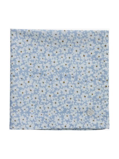 Serviette en coton à motif fleuri Liberté, 100 % coton, Blanc, bleu, larg. 40 x long. 40 cm