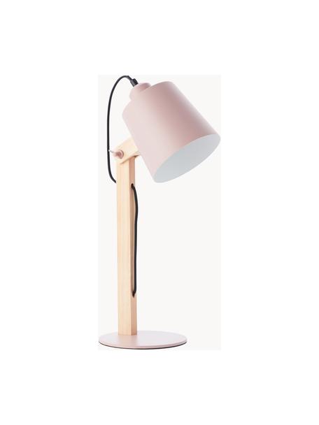 Velká stolní lampa s dřevěnou podstavou Swivel, Růžová, světlé dřevo, Š 16 cm, V 52 cm