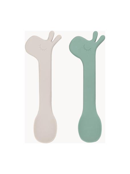 Lepelsset Lalee, 2-delig, 100% siliconen, Lichtbeige, saliegroen, L 14 cm