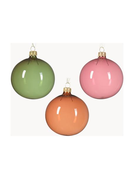 Boules de Noël Shades, 6 élém., Verre, Rose, orange, vert, transparent, Ø 8 cm