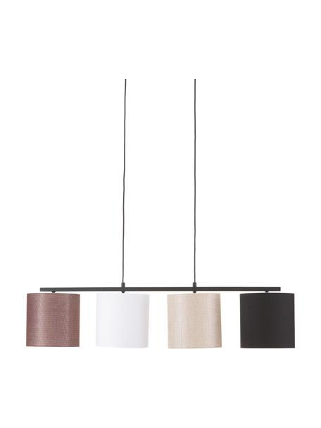 Velké závěsné svítidlo s látkovými stínidly Valiz, Černá, béžová, bílá, hnědá, Š 110 cm, V 22 cm