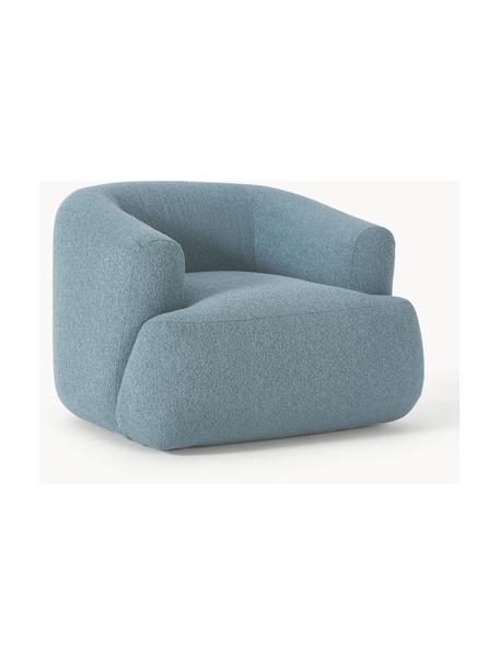 Bouclé fauteuil Sofia, Bekleding: bouclé (100% polyester) M, Frame: sparrenhout, spaanplaat, , Poten: kunststof Dit product is , Bouclé blauw, B 90 x D 97 cm