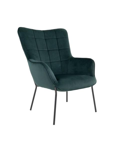 Fotel z aksamitu Glasgow, Tapicerka: 100% aksamit poliestrowy, Nogi: metal powlekany, Ciemny zielony, S 70 x G 79 cm
