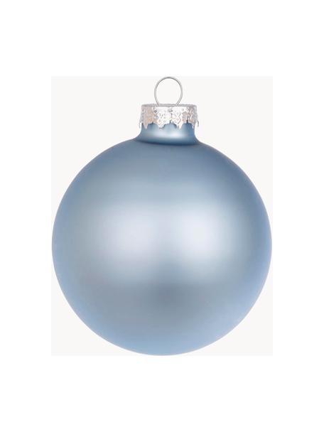 Boules de Noël balle, tailles variées, Verre, Bleu ciel, Ø 8 x haut. 8 cm, 12 pièces