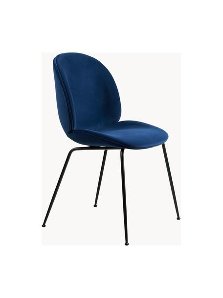 Chaise rembourrée en velours Beetle, Velours bleu foncé, noir mat, larg. 56 x prof. 58 cm