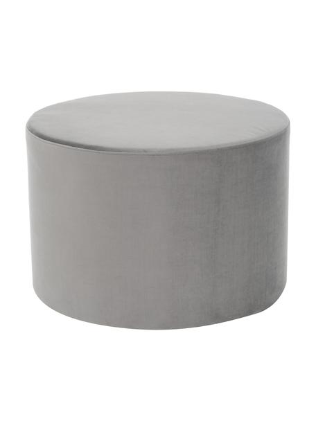 Sgabello in pelliccia a forma di pouf rotondo diametro 45 cm in velluto grigio crema 