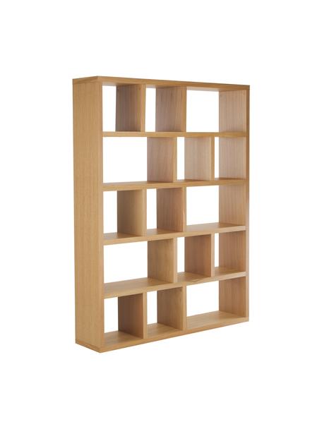 Estantería grande en roble Portlyn, Estructura: panel en nido de abeja li, Superficie: chapado de madera auténti, Madera de roble, An 150 x Al 198 cm