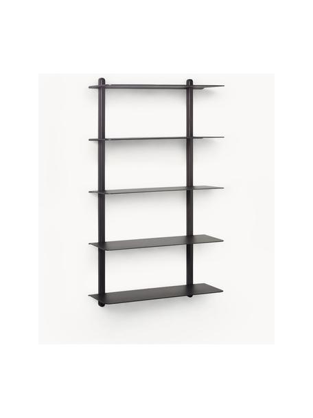 Estante de pared Nivo, Estantes: aluminio recubierto, Estructura: madera de fresno, Negro, An 67 x Al 118 cm