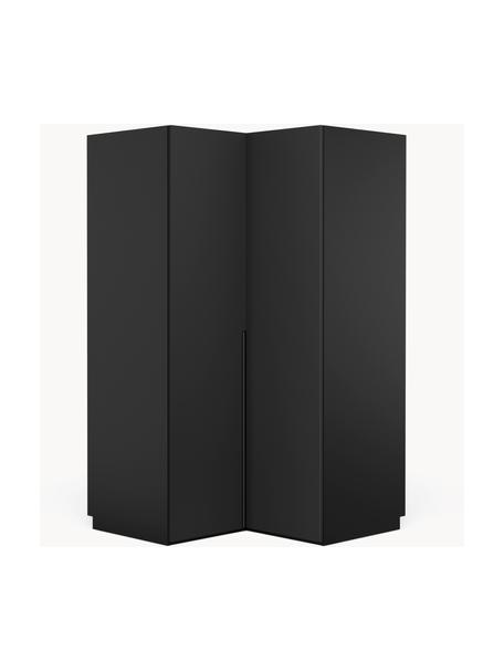 Armoire d'angle modulaire Leon, larg. 115 cm, Noir, Module d'angle : larg. 115 x haut. 200 cm