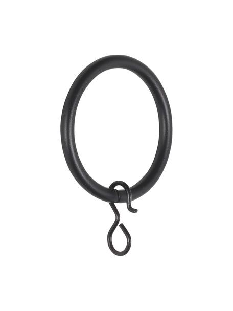 Gordijnringen Cherry, 10 stuks, Gecoat staal, Zwart, Ø 4 cm