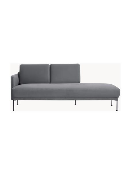Zamatový šezlong Fluente, Zamatová tmavosivá, Š 202 x H 85 cm, s operadlom naľavo