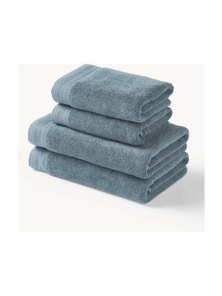 Komplet ręczników z bawełny organicznej Premium, różne rozmiary, Petrol, 4 elem. (ręcznik do rąk, ręcznik kąpielowy)