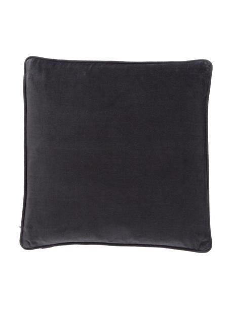 Jednofarebný zamatový poťah na vankúš Dana, 100 % bavlnený zamat, Antracitová, Š 40 x D 40 cm