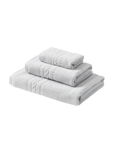 Set 3 asciugamani Cordelia, Grigio chiaro, Set in varie misure