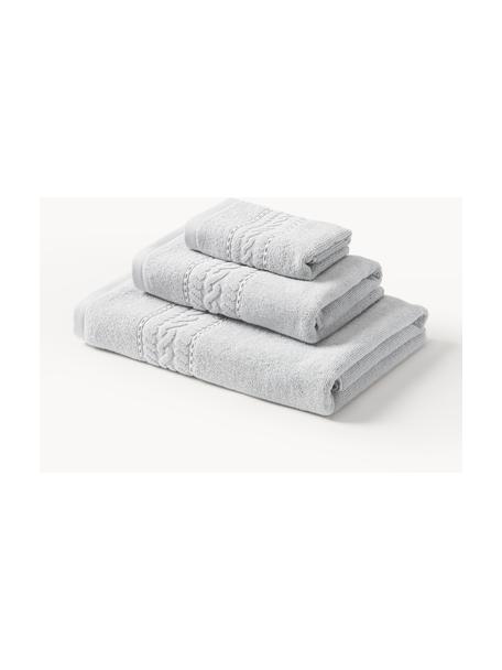 Set de toallas Cordelia, 3 uds., Gris claro, Set de 3 (toalla tocador, toalla lavabo y toalla ducha)