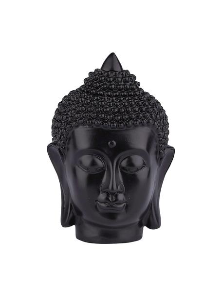 Dekorace Buddha Head, Polyresin, Černá, Ø 11 cm, V 17 cm