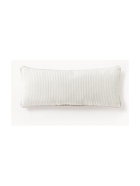 Coussin long en velours côtelé Kylen, Blanc cassé, beige clair, larg. 30 x long. 70 cm