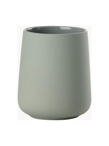 Vaso cepillo de dientes Nova One, Porcelana, Verde salvia, Ø 8 x Al 10 cm