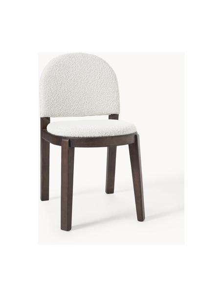 Bouclé stoel Neelia, Bekleding: bouclé (100% polyester) M, Poten: massief essenhout Dit pro, Bouclé wit, donker essenhout, B 54 x D 46 cm