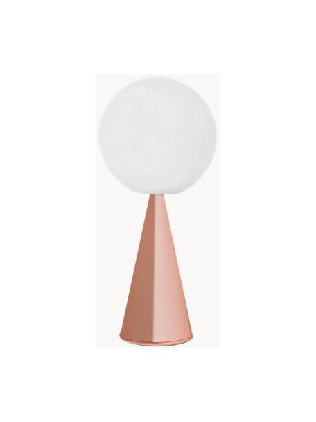 Lámpara de mesa artesanal Bilia, Pantalla: vidrio, Estructura: metal galvanizado, Cable: plástico, Blanco, cobrizo, Ø 20 x Al 43 cm