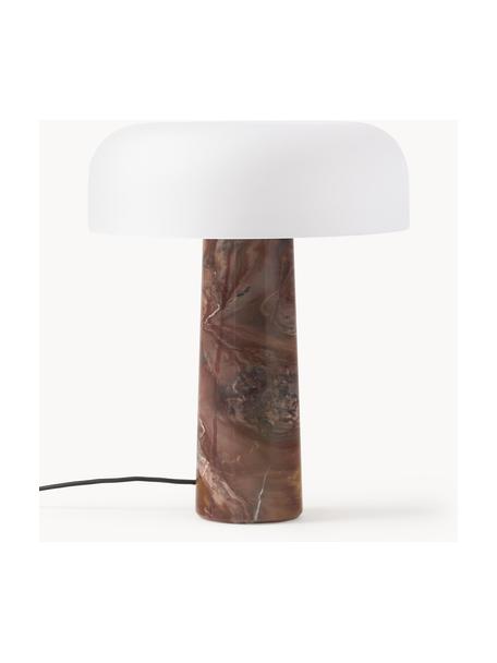 Lampe à poser avec pied en marbre Carla, Brun marbré, blanc, Ø 32 x haut. 39 cm