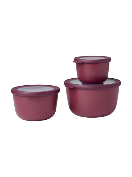 Set 3 recipienti rotondi Cirqula, Polipropilene (PP), elastomeri termoplastici (TPE), senza BPA, Rosso vino, 500ml / 1L / 2L