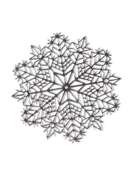 Manteles individuales Snowflake, 6 uds., Plástico, Plateado, Ø 10 x Al 1 cm